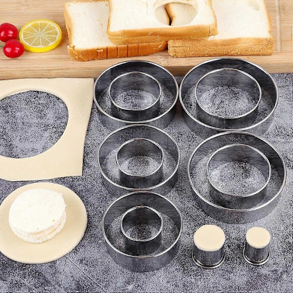 Runde Kakeutstikkere Sett, 12 Deler, Ideell for Baking av Deiger og Bakverk