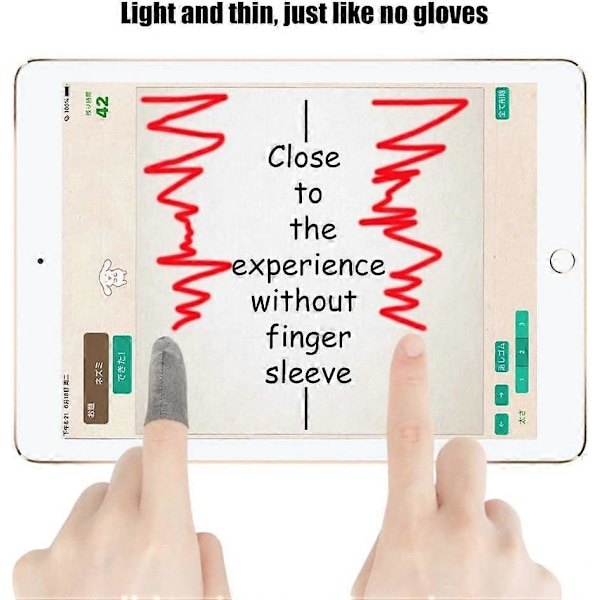 Silverfiber, 0,01\" (0,5 mm) Ultratunn, PUBG Mobile Finger Sleeve Anti-Svett Andningsbar för Högt Rankade Spelare Mobilspel Streamer iPhone/iPad/Andr