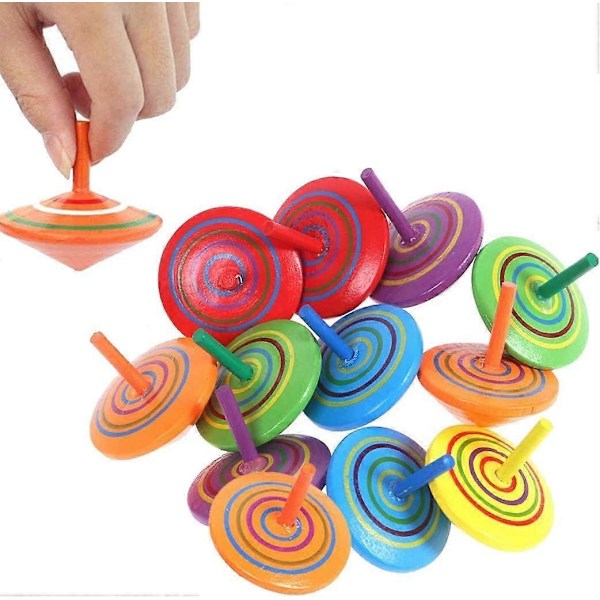 Snurror Leksaker i Trä, 30 Stycken, Färgglada Mini Snurra Gyroskop, Barnkalas Gäster Små Presenter för Barn 3 till 7 År (Ra