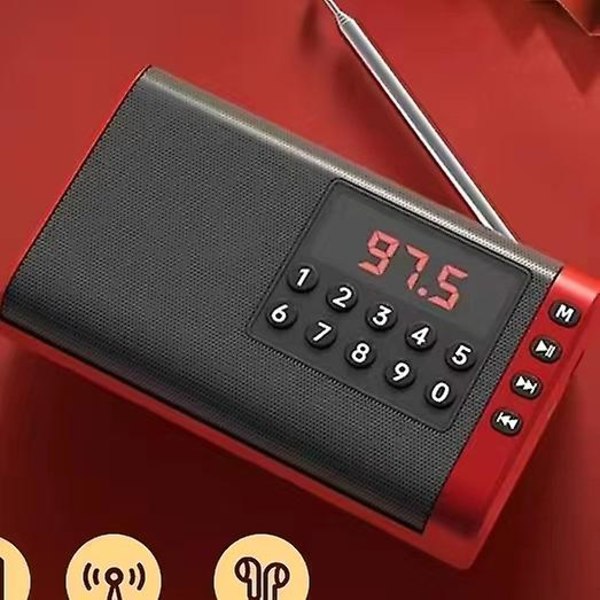138 Radio Senior Special High-End Bærbar Oplader Multi-Funktions Plug-In Kort FM Radio Rød