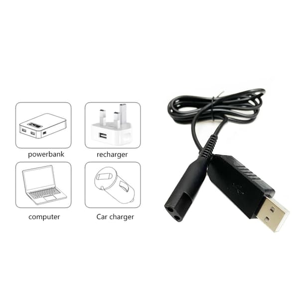 Kompatibel med Braun barbermaskin serie 3/5/6/7/8/9 12V USB-ladekabel erstatningsladeledning
