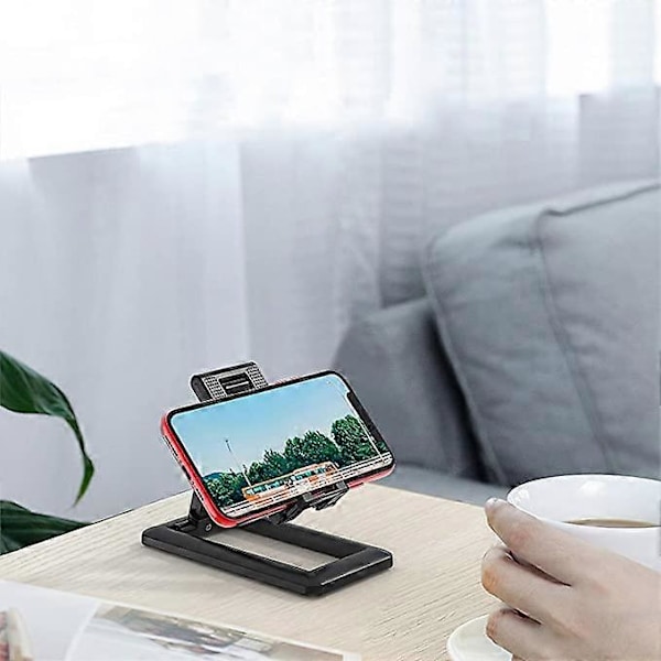 Svart Telefonhållare, Portabel Smartphonehållare Multi-Vinkel Justerbar Ultralätt Universell Skrivbordsdocka PC för iPhone 12, iPhone 11, Se, XR, P30 Li