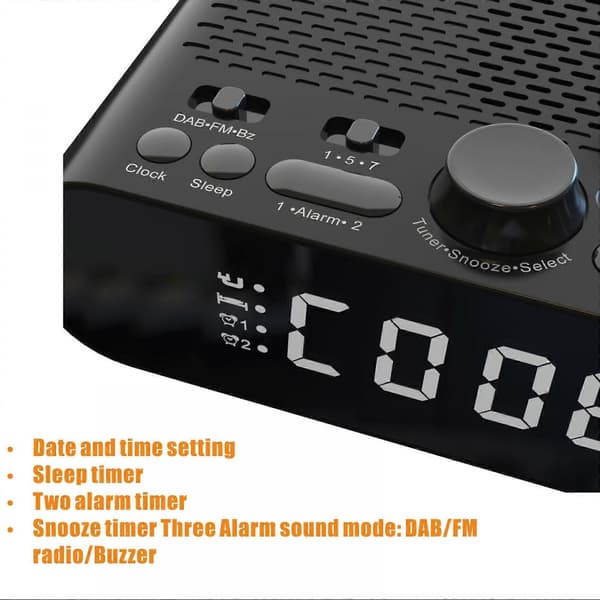 Yöpöydän FM-kelloradio Bluetooth-kaiuttimella, EU-versio