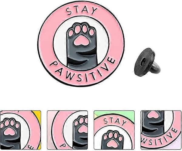 Pink Kat Broche - Rund Broche - Til Frakker, Tasker, Tørklæder