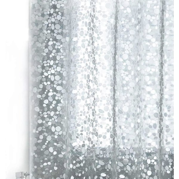 Bruseforhæng til badeværelse, Transparent 3D-sten, vandvaskbar, meldugfri, med 12 plastikøjer og kroge, til brusebad eller badekar i hjemmet (180 x 180 cm)