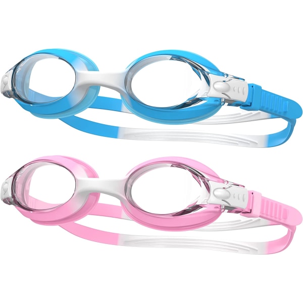 2st blå+Pinkfindway simglasögon för barn, 2-pack simglasögon
