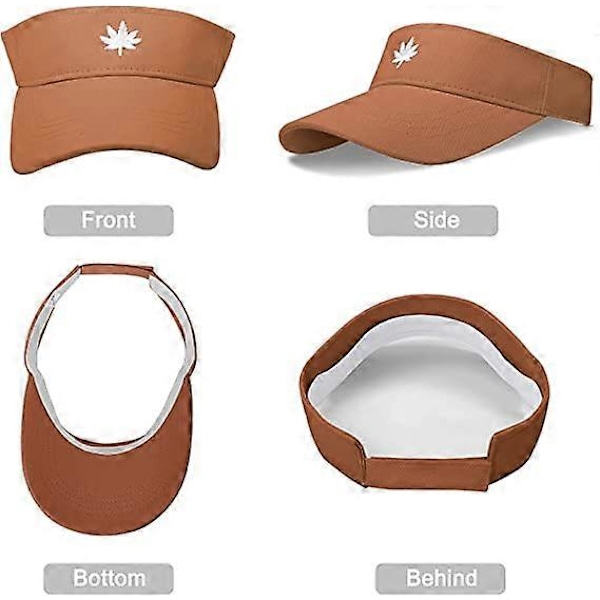 Solhatt Dam-Unisex Visir Keps, Lönnlöv Broderad Justerbar Golfkeps Lämplig För Utomhussporter Orange