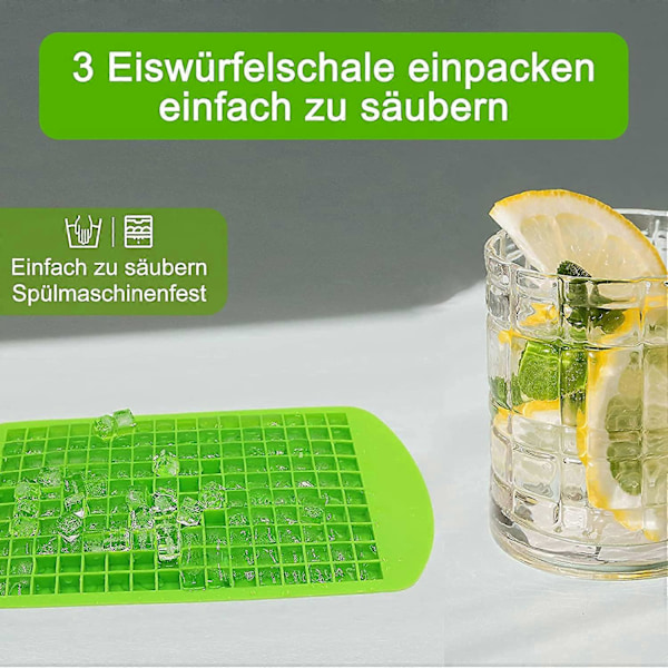 Mini Isbitsformar, 3-pack Mini Silikon Isbitsform, 160 Isbitsform för Kök, Barer, Whiskey, Cocktails och Drycker (Grön)