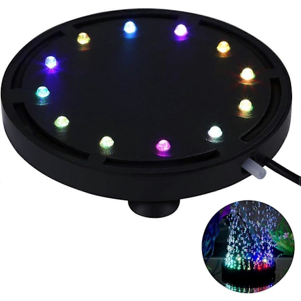 12 Multicolor RGB LED Akvarium Undervands Boble Lys Nat Hav/Multicolor Akvarium Luftsten Disk, Rund Akvarie Bobler med Auto Farveskift