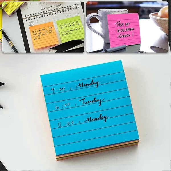 Linede Sticky Notes | Pakke med 4 | 100 Ark pr. Blok
