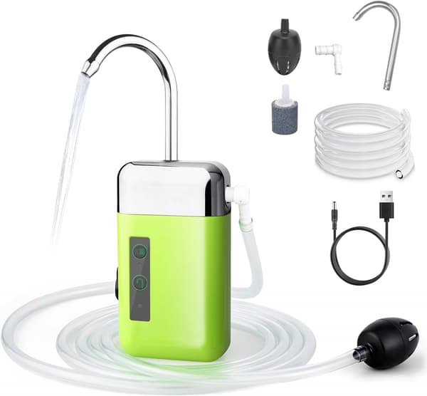 Bärbar Mini Luftpump Utomhus Syre Pump med Luftsten Tub 3-i-1 Sensor USB Laddning Automatisk Vattenpump Multifunktion