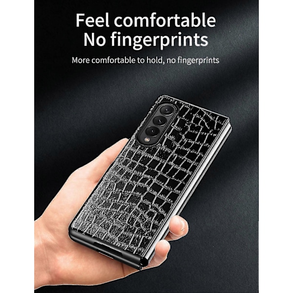 Krokodilmönstrat PU-läderfodral Kompatibelt med Samsung Galaxy Z Fold 4, Stöttåligt skal med hård PC-ram
