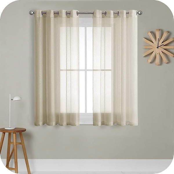 2 Osainen Beige Läpikuultava Verho 150x250 cm Puoliksi Läpikuultava Purjerenkaat Pellavavaikutelmalla Kodin Sisustukseen Olohuoneen Ikkunaan Moderni Makuuhuone Keittiö Parveke