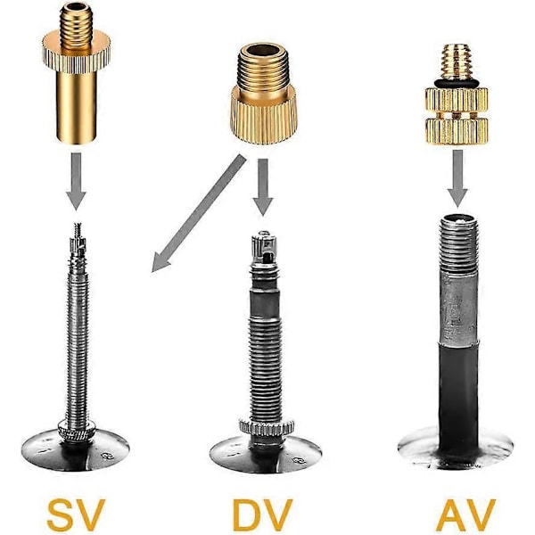 Sykkelpumpeadapter Sykkelventiladapter (DV/AV/SV) Sykkelpumpeadapter Kompressor Ballpumpe Nåladapter Sykkelpumpe Fotpumpe Luftpumpe