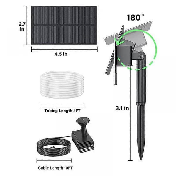 Solvattenfontänpump, Solar fågelbadpump utomhus med slang