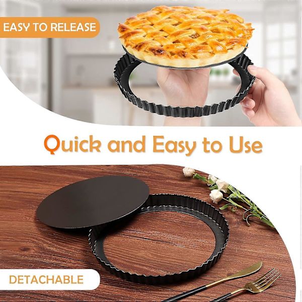Quicheform, 22 cm kageforme med løs bund, små bageforme, non-stick kageforme, quichefad