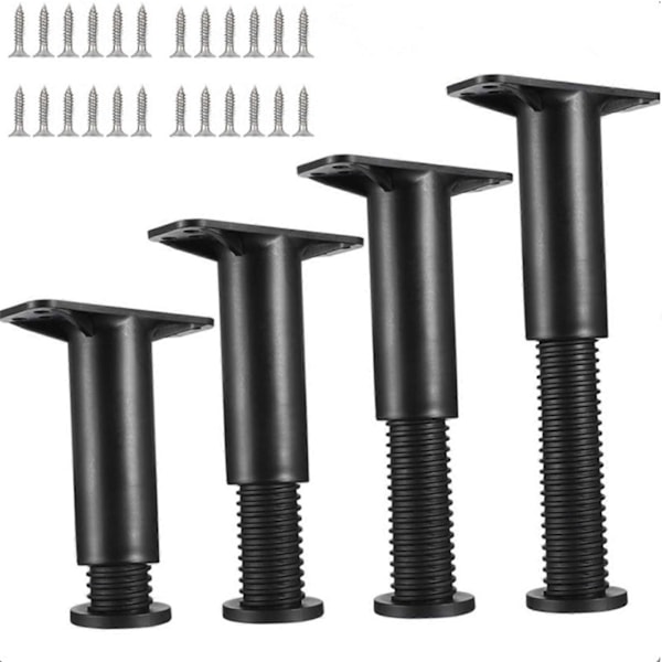 4-pak Justerbare Sengeben - Kraftig Møbeludskiftning med Hardware Kit