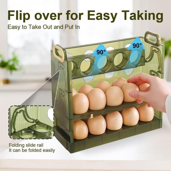 Kjøleskap Eggorganisator, Multirutenett Eggbrett, Sammenleggbar Benkeplate Eggoppbevaring