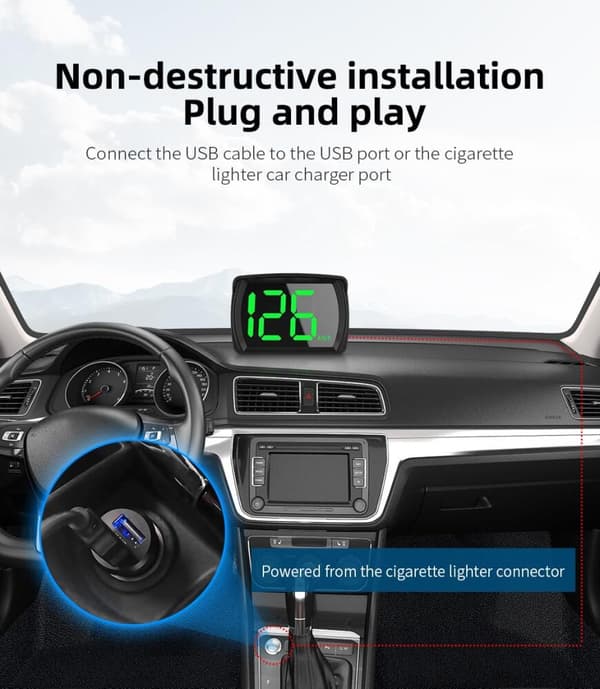 Universal Digital GPS Speedometer KMH Reminder Meter HD LCD Display Plug and Play Stor Skrift til Alle V