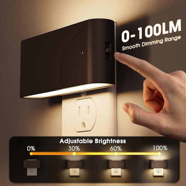 Vægmonteret natlampe, 2-pak, LED natlampe med lyssensor (fra skumring til daggry)