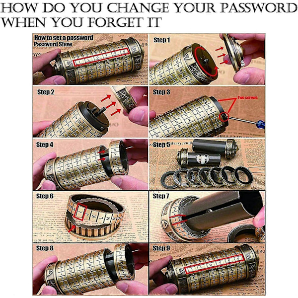 Cryptex Da Vinci Code Mini Cryptex Låspusselboxar med HiddenBlack
