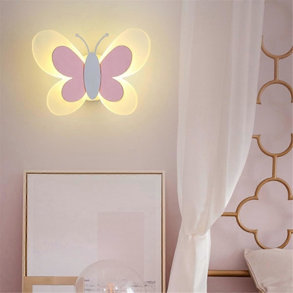 LED Sommerfugl Vegglampe 14W 85-265v Barneromslampe Moderne Sommerfugl Vegglamper, Hvit & Rosa