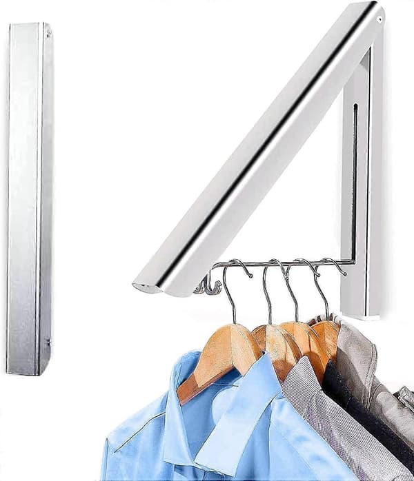2 pakker foldbare knagerækker aluminium vægmonteret rack hjem opbevaring pladsbesparende