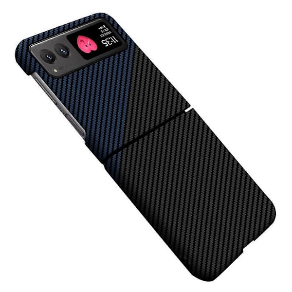 (Sort+Blå) Til Motorola Razr 40 5G Kulfibertekstur Hård PC Telefon Cover Stødsikkert Telefonetui Sort+Blå