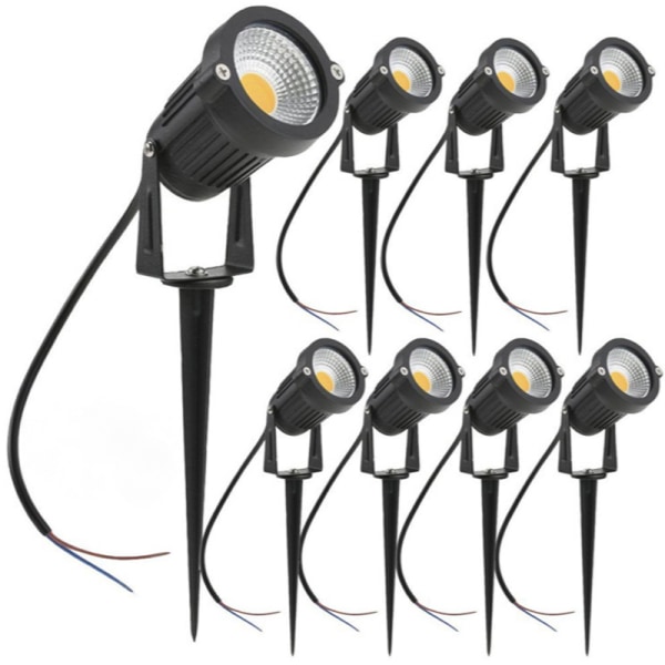 vattentät utomhusspotlight 10 COB LED spotlights LED gräsmatta 5Wstift 10 st Varm vit