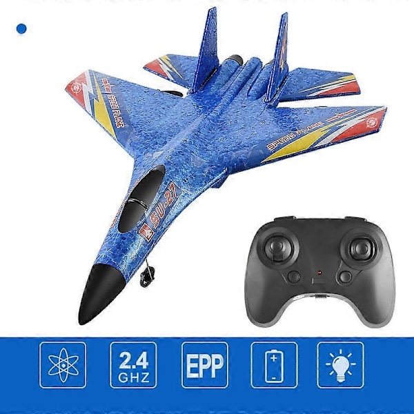 (Blå) HW28 (SU27) RC Fly for Barn 2.4GHz 2.5 Kanal Fjernstyrt Fly EPP Skum RC Seilfly - Blå Blue