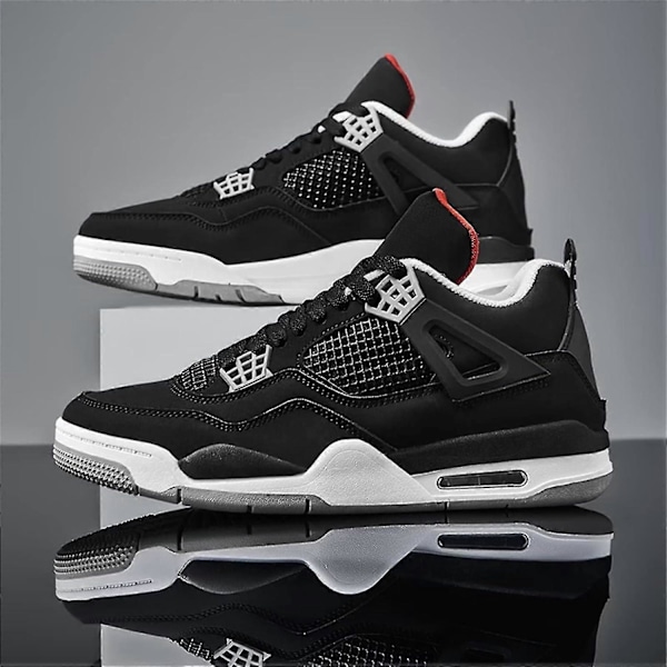 (A4black 6.5 UK) Bebetter Herre Air 4 Retro Klassiske Skatesko - Sorte Fitness Træningssko til Basketball Casual Sneakers 6.5 UK