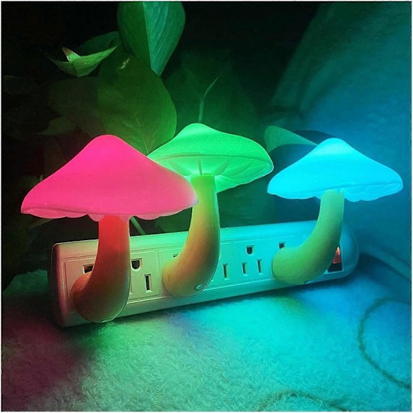 [3-pack Uppladdningsbar LED Svamp Nattlampa med Skymningssensor, Plug-in
