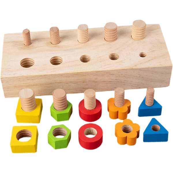 Montessori Toy Twist Screws Trämuttrar och -bultar
