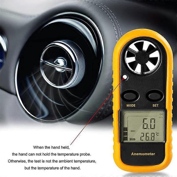Bärbar Anemometer Hög Noggrannhet (5%) Digital Anemometer med LCD-bakgrundsbelysning, Bärbar Anemometer för Utomhusbruk, HAVC, Drönare