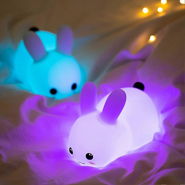 Nattlampa set Ultra-mjuk flimrande, touchkontroll Kreativ form, charmigt utseende, belysning silikon touch sensor LED kanin nattlampa B