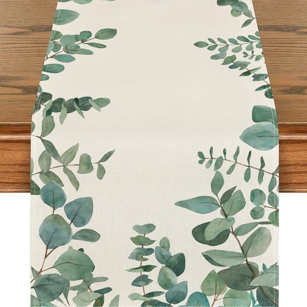 Bordslöpare, eukalyptustryck, sommar/vår, kök/matbord, 33 x 183 cm