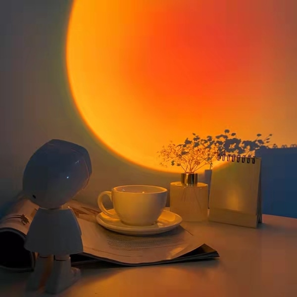 Solnedgångsprojektionslampa Nattljus Laddar Ojusterbar lampa Regnbåge Plug-in