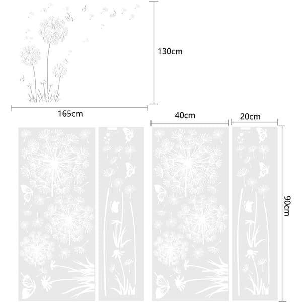 Vit väggdekal maskrosor för väggdekoration maskrosblommor