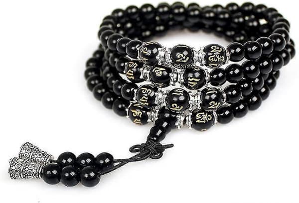 6 mm sorte obsidian 108 buddhistiske bedemala-perler tigerøje ædelsten