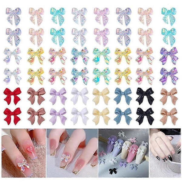 100 st Nageldekoration Kit 3D Aurora Rosett Nagelberlocker Färgglada Nageltillbehör med Rosett Vackra Resin Rhinestones för Nagelkonst Hantverk och Dekoration