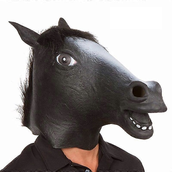 (SORT) Heste Maske Udklædning Hestehoved Latex Masker Til Voksne Maskerade MXBC