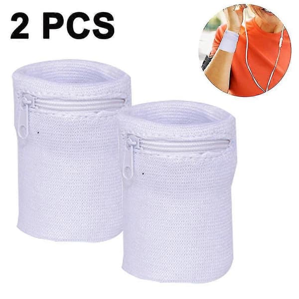 (Vit) Handledsplånbok Dragkedja Handledsficka Löpararmband Handledsväska Armbandsväska White
