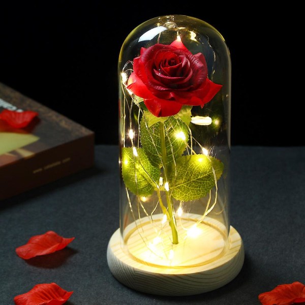 Led galaxy ros evig blomma med fairy string ljus 017