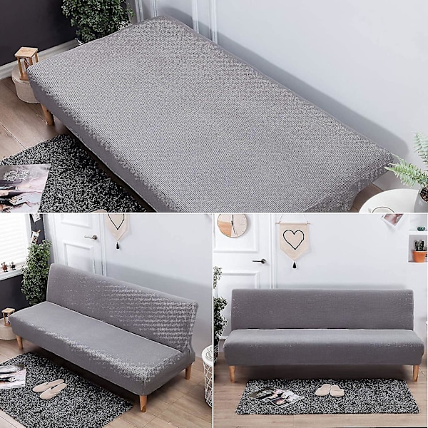 Clic Clac Armless Trekk Elastisk Stretch Sofatrekk Sovesofa Trekk Armløs Sofatrekk (Grå)