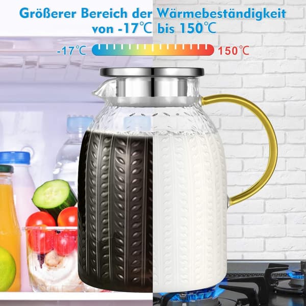 Vattenkaraff, glaskaraff, 1,8 liters glaskaraff med lock