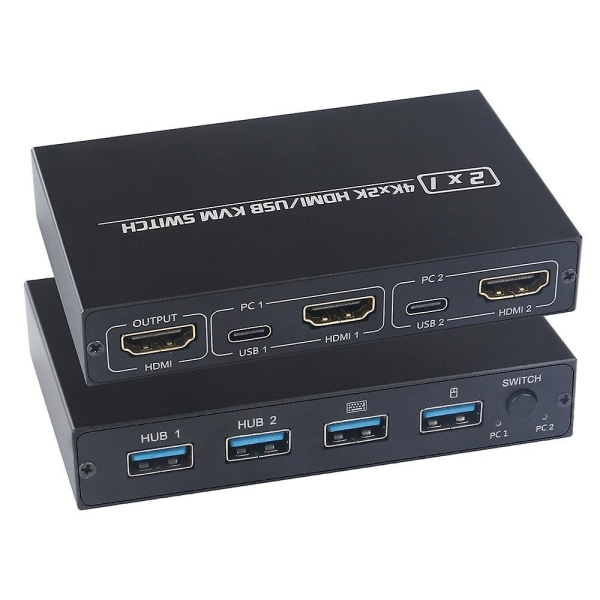 4k Hdcp USB Kvm Switch Hdmi Box Dela 2 enheter Tangentbord USB 2.0
