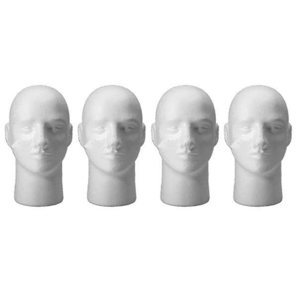 4x Mannlige Kvinnelige Skum Styrofoam Mannequin Manikin Hode Stativ Modell Parykk Hatte Display, 2