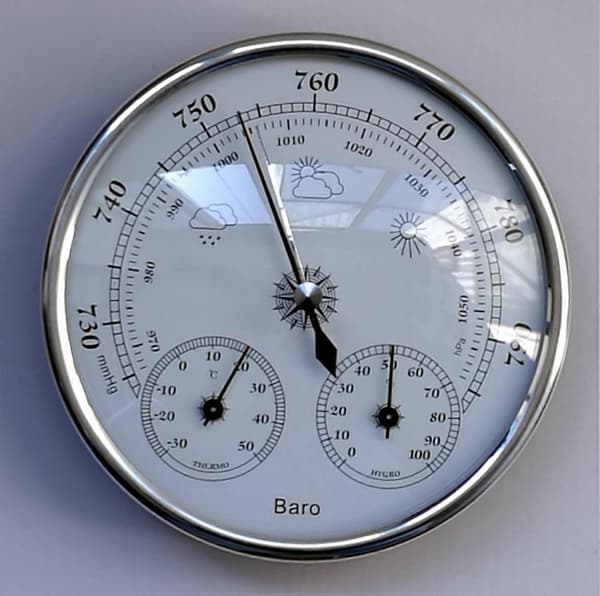 Sølvbarometer, værstasjon med barometer og hygrometertermometer, 3 i 1 veggmontert analog værstasjon, for innendørs og utendørs bruk