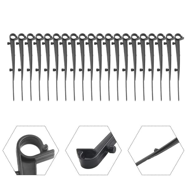 Förpackning med 20 PP rännskyddsfästkrokar - Längd 16 cm, centrumavstånd 7,2 cm, svart