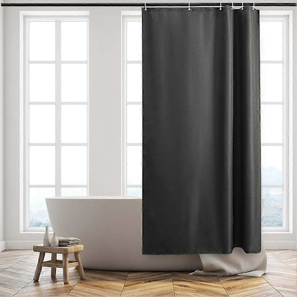 Mögelsäker Duschdraperi Vattentätt och Tvättbart Tyg Tjocka Små Duschdraperier i Mörkgrå Våffelpolyester för Badkar 80x180cm